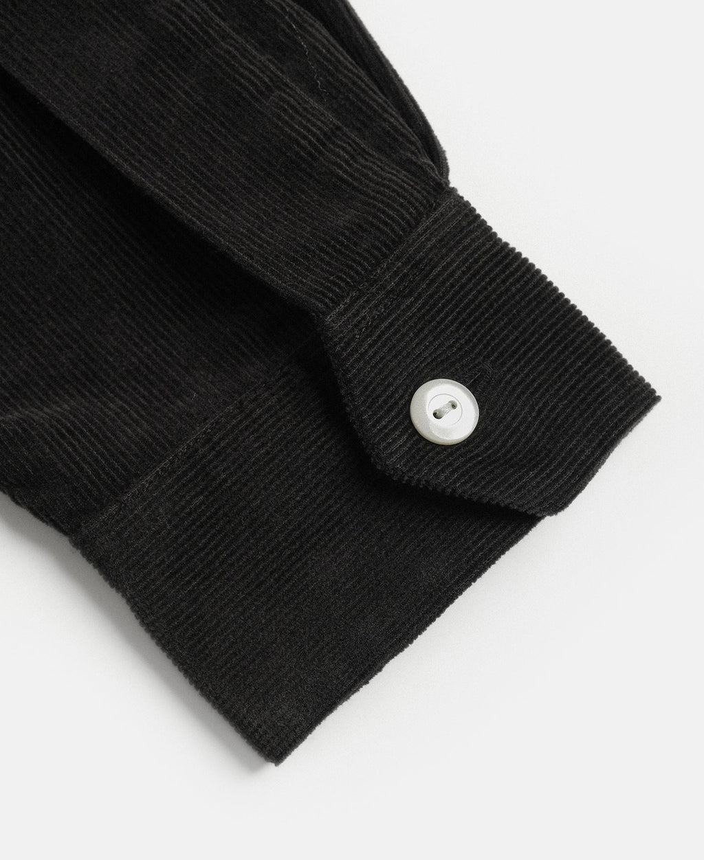 Corduroy Open Collar Shirt - Black