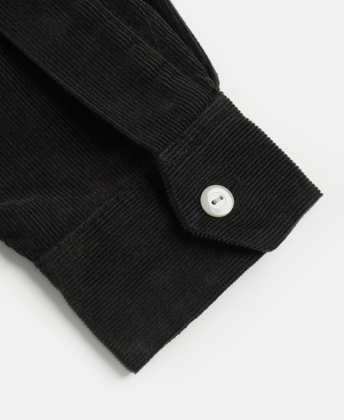 Corduroy Open Collar Shirt - Black