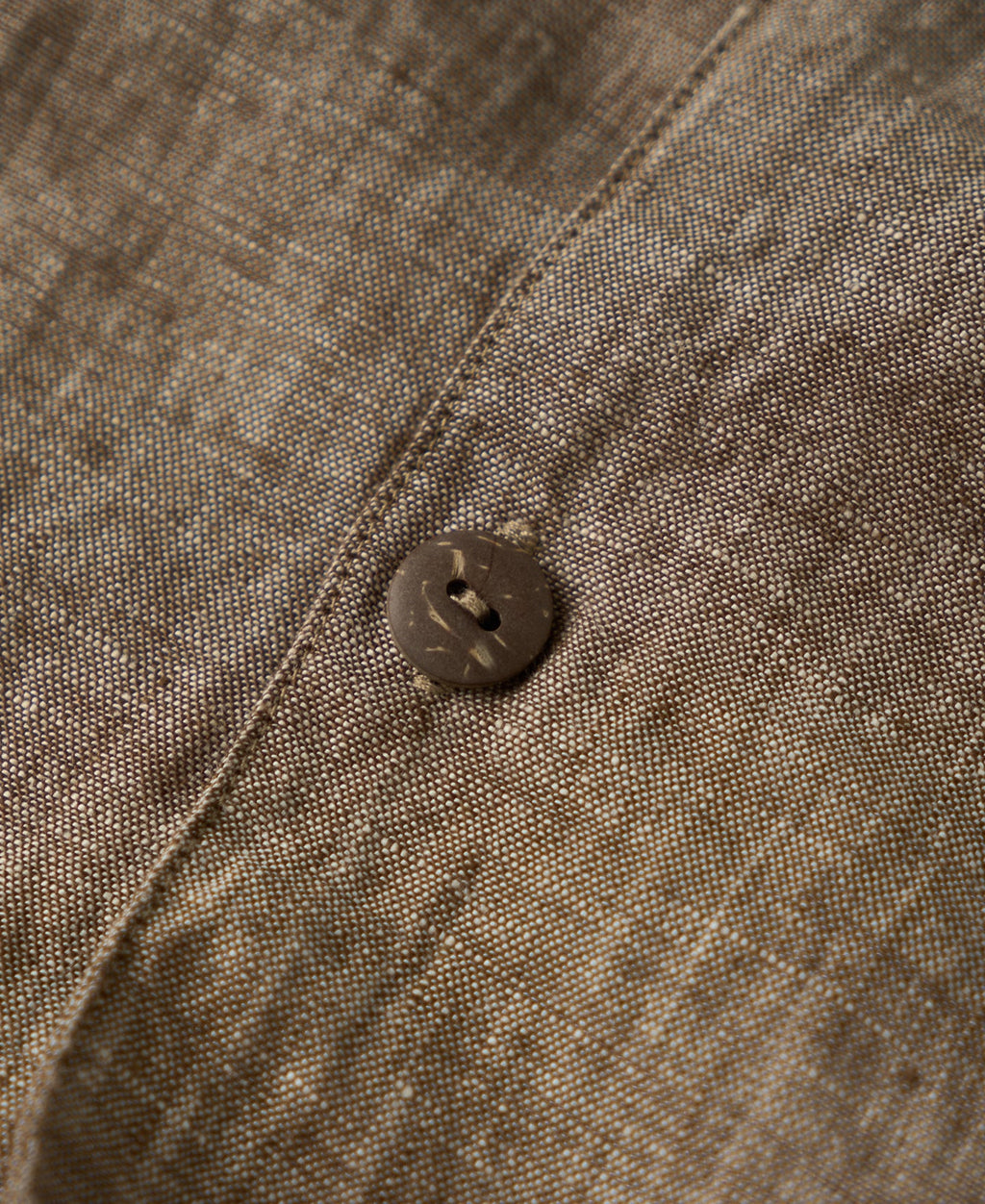 Yarn-dyed Linen Camp-Collar Shirt - Coffee