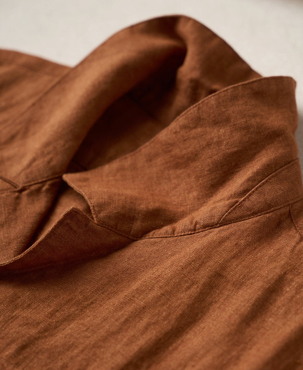 Yarn-dyed Linen Camp-Collar Shirt - Red
