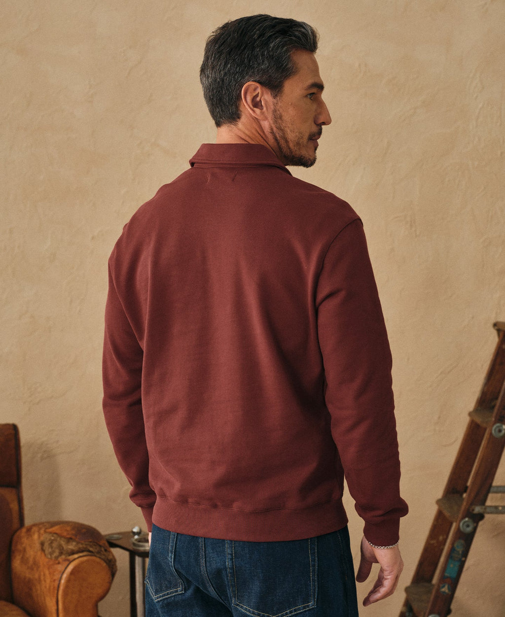 Heavyweight Quarter-Zip Collar Sweatshirt - Dark Red