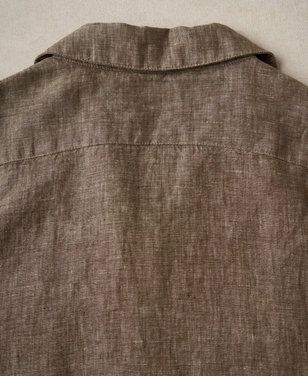 Yarn-dyed Linen Camp-Collar Shirt - Coffee