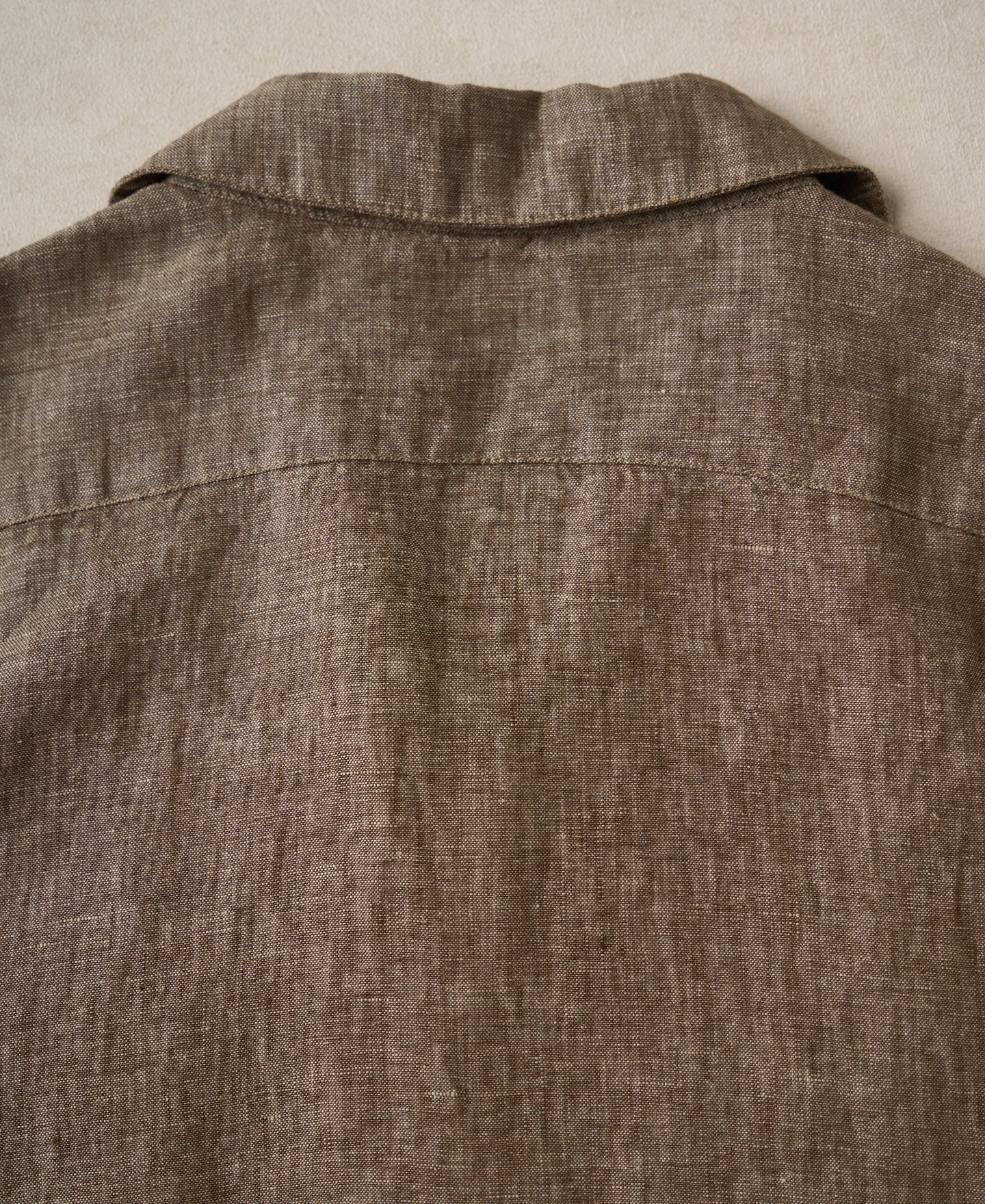 Yarn-dyed Linen Camp-Collar Shirt - Coffee