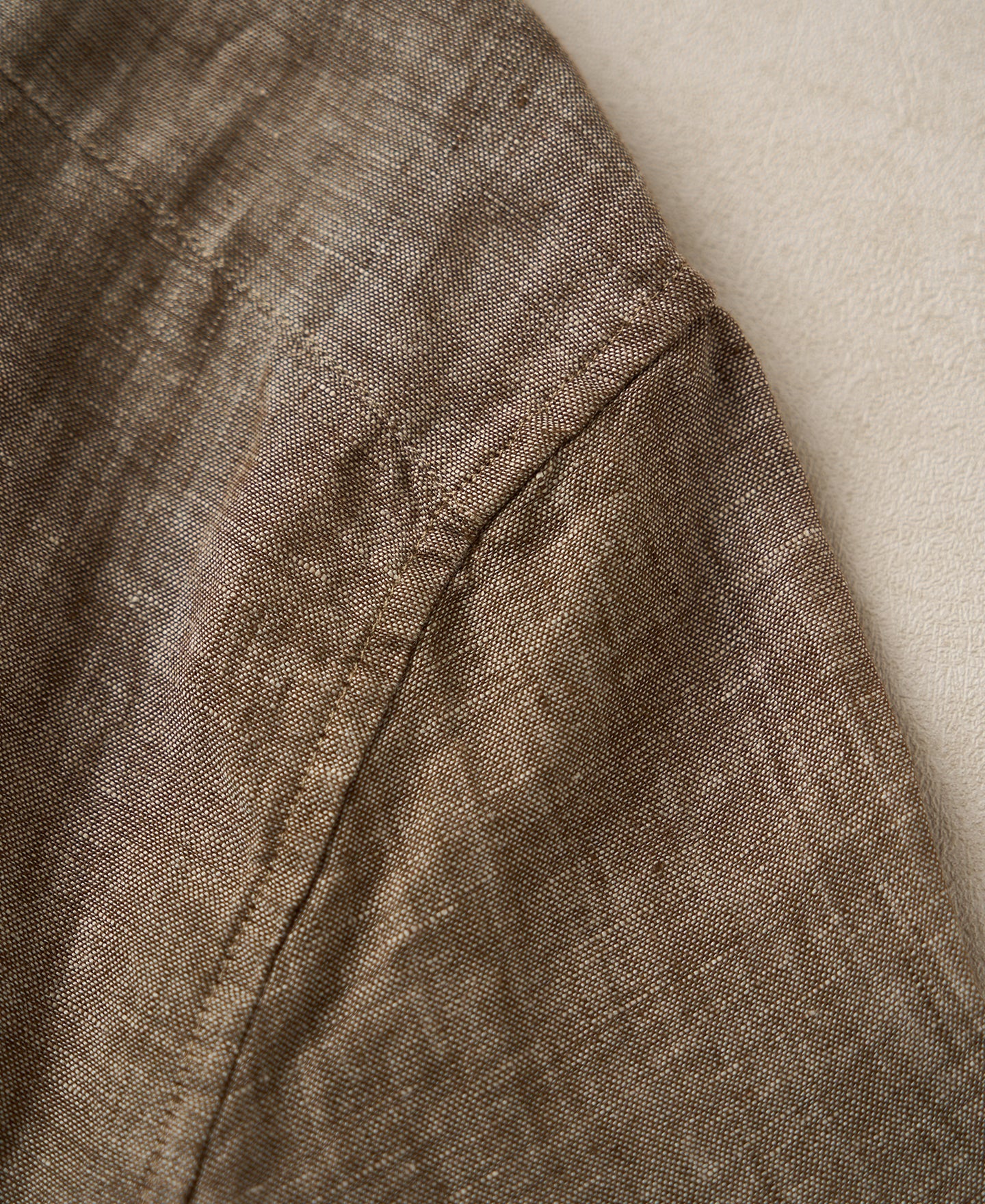 Yarn-dyed Linen Camp-Collar Shirt - Coffee