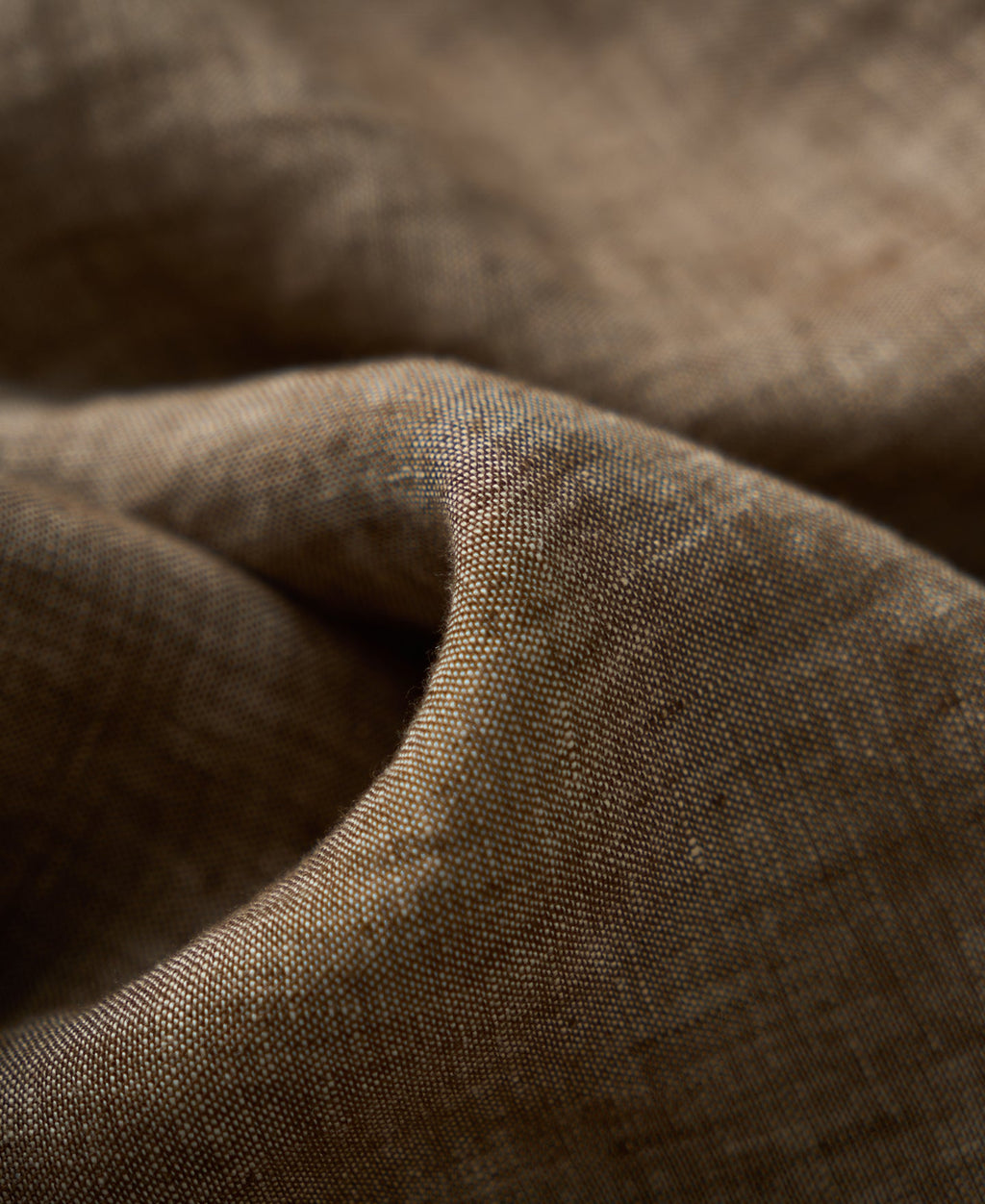 Yarn-dyed Linen Camp-Collar Shirt - Coffee