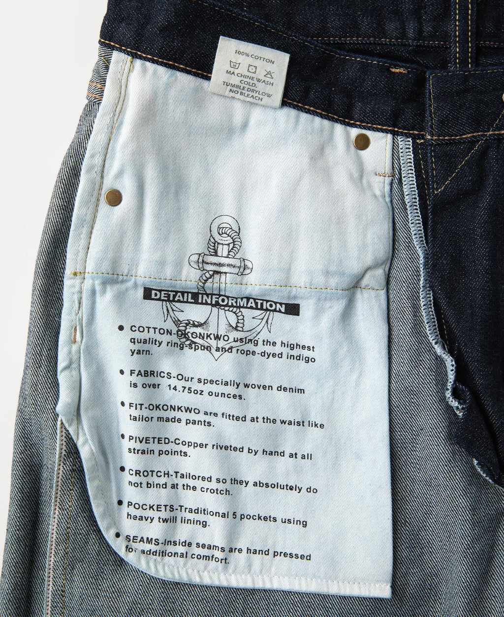 13.2 oz Embroidered Pocket Denim Jeans - Prewashed