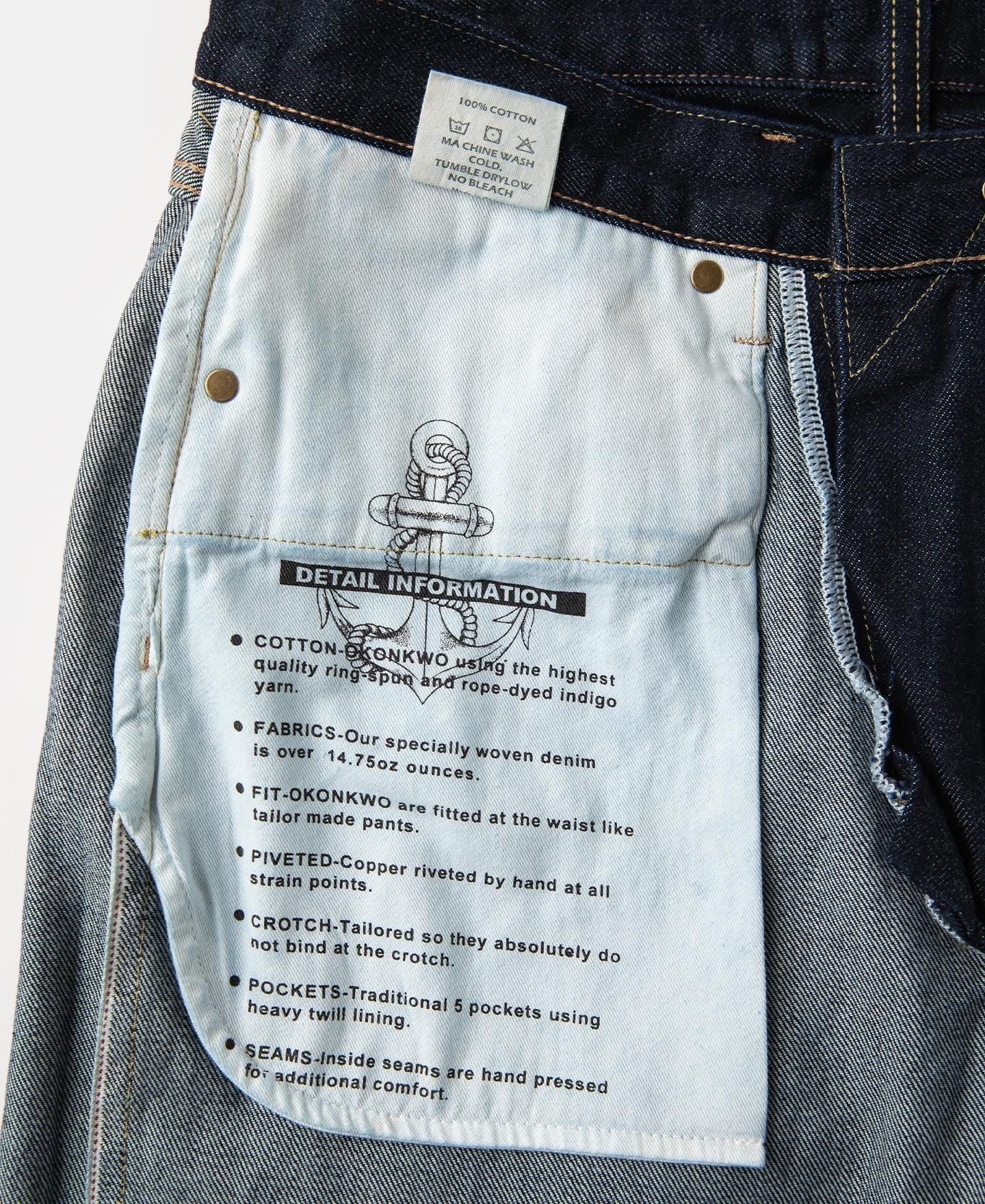 13.2 oz Embroidered Pocket Denim Jeans - Prewashed