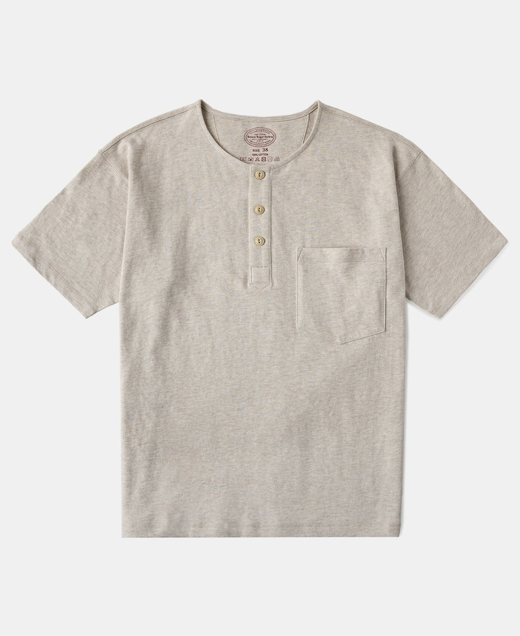 1940s Slub Cotton Henley Pocket T-Shirt - Oats