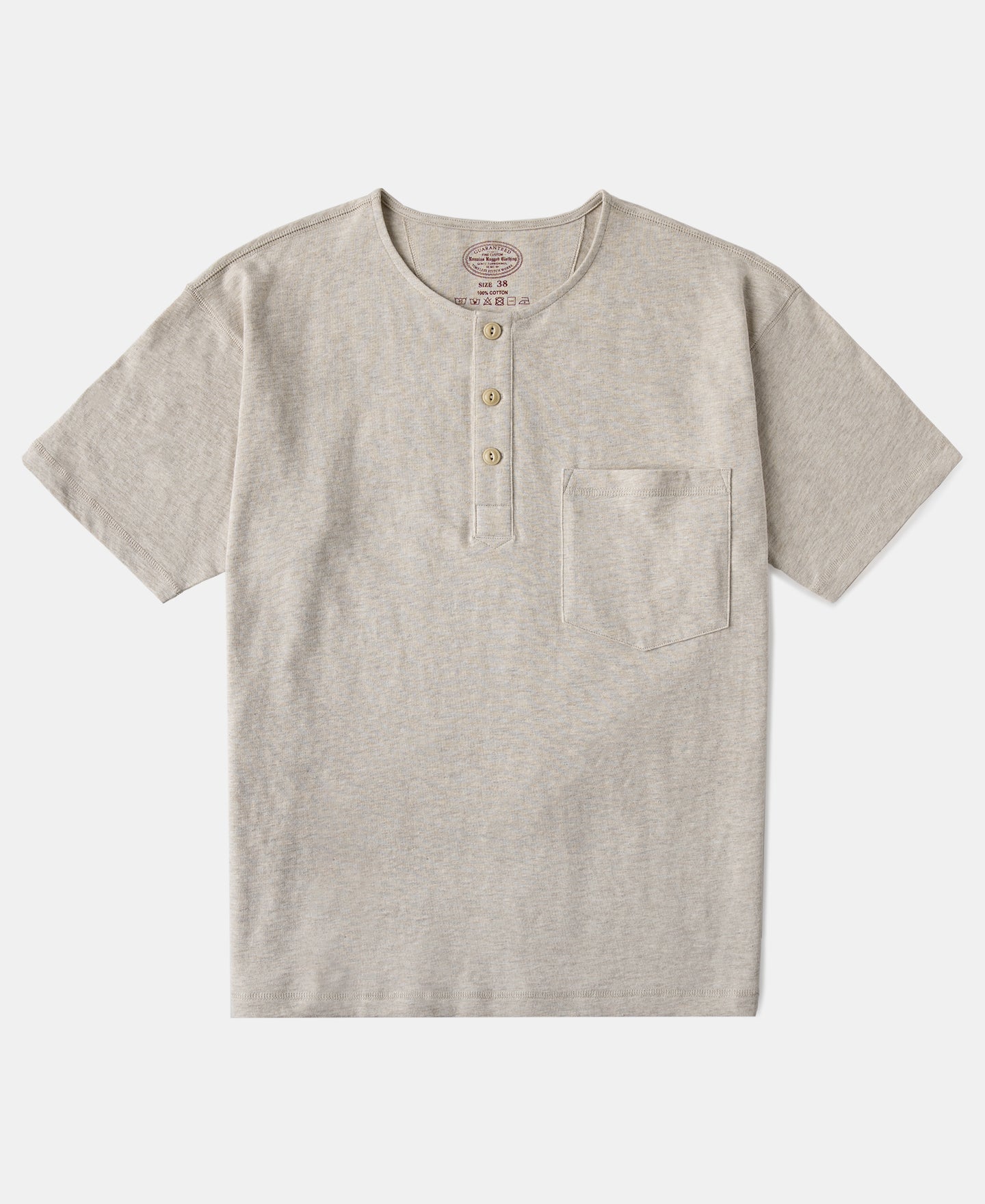 1940s Slub Cotton Henley Pocket T-Shirt - Oats