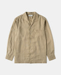1950s Italian Collar Long Sleeve Linen Shirt - Light Coffee
