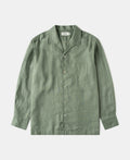 1950s Italian Collar Long Sleeve Linen Shirt - Sage
