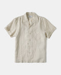 1950s Italian Collar Linen Short Sleeve Shirt - Beige