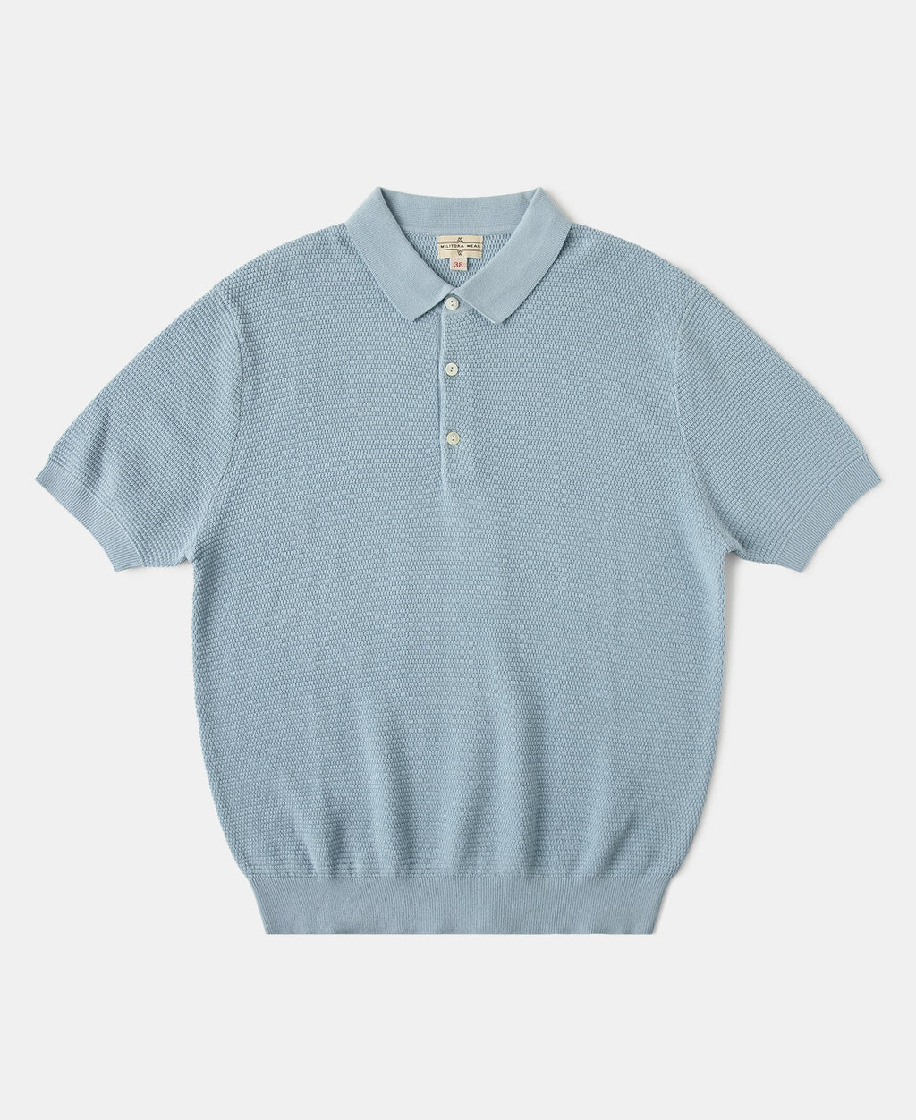 Jacquard Short Sleeve Polo Shirt - Light Blue