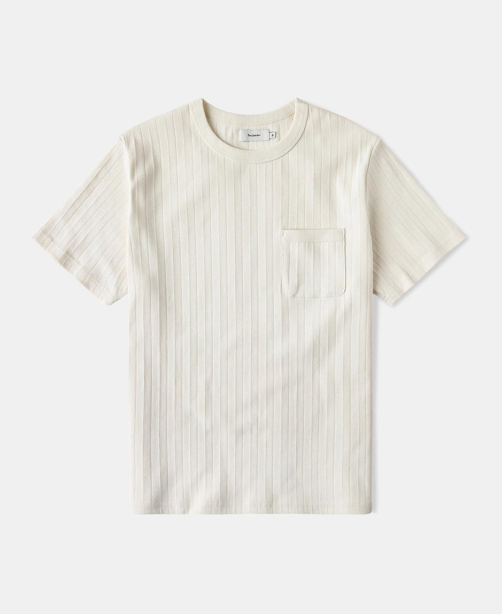 Heavyweight Ribbed Cotton Pocket T-Shirt - Oatmeal White