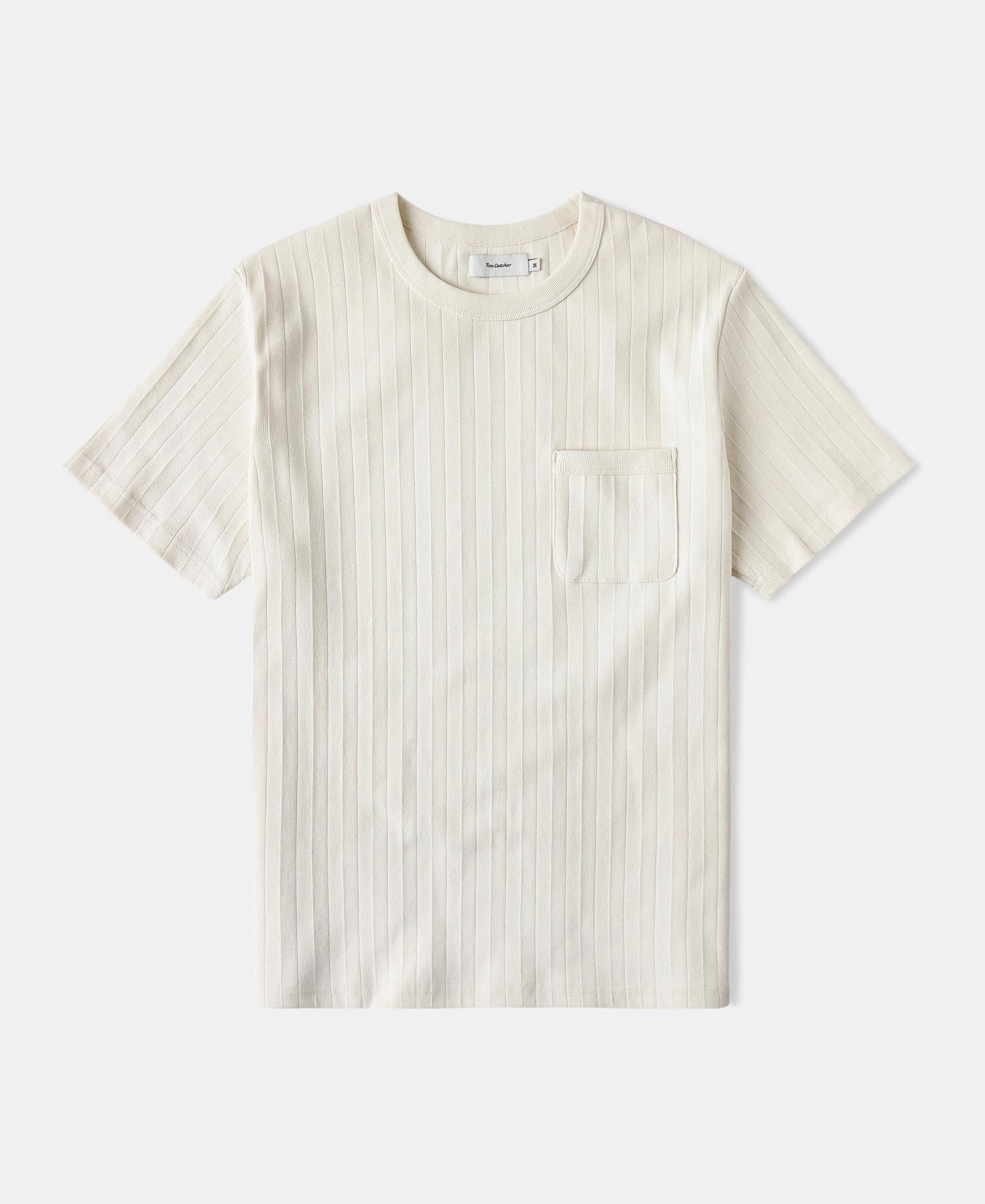 Heavyweight Ribbed Cotton Pocket T-Shirt - Oatmeal White