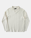Terry Cloth Long Sleeve Johnny Collar T-Shirt