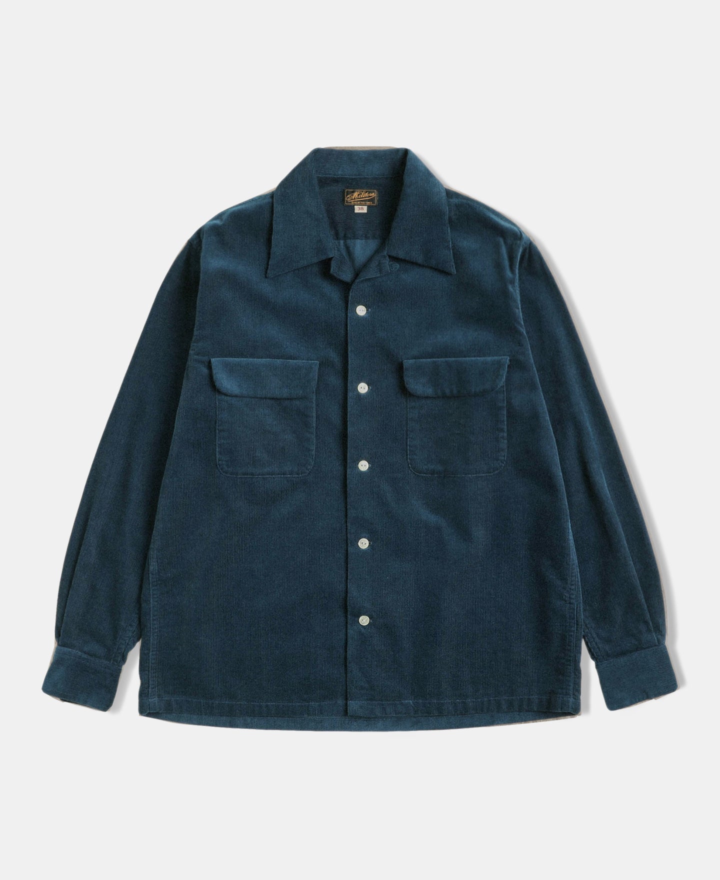 Corduroy Open Collar Shirt - Indigo