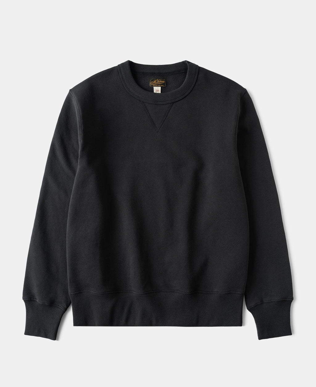 1940s Plain Set-in Crewneck Sweatshirt - Black