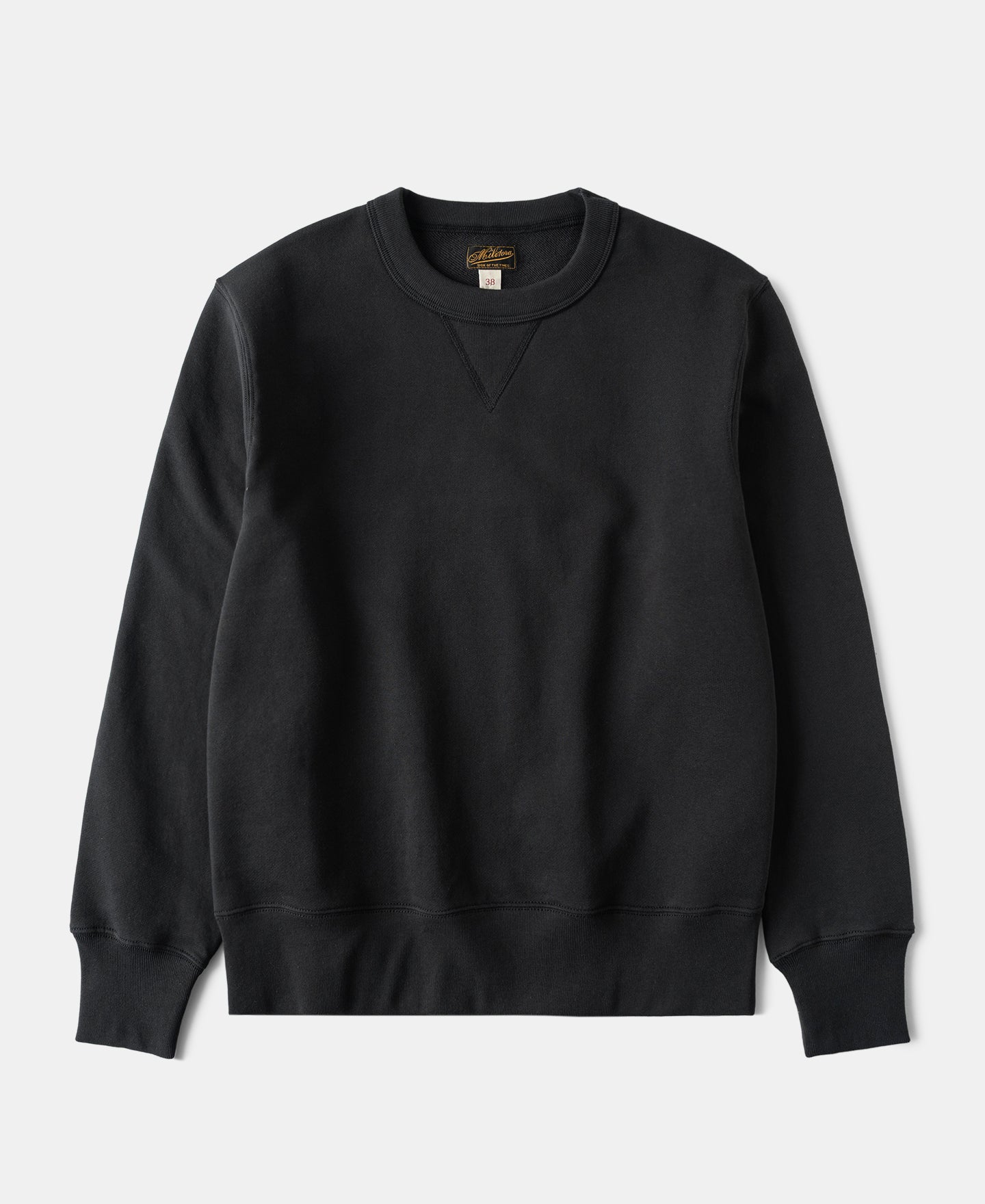1940s Plain Set-in Crewneck Sweatshirt - Black