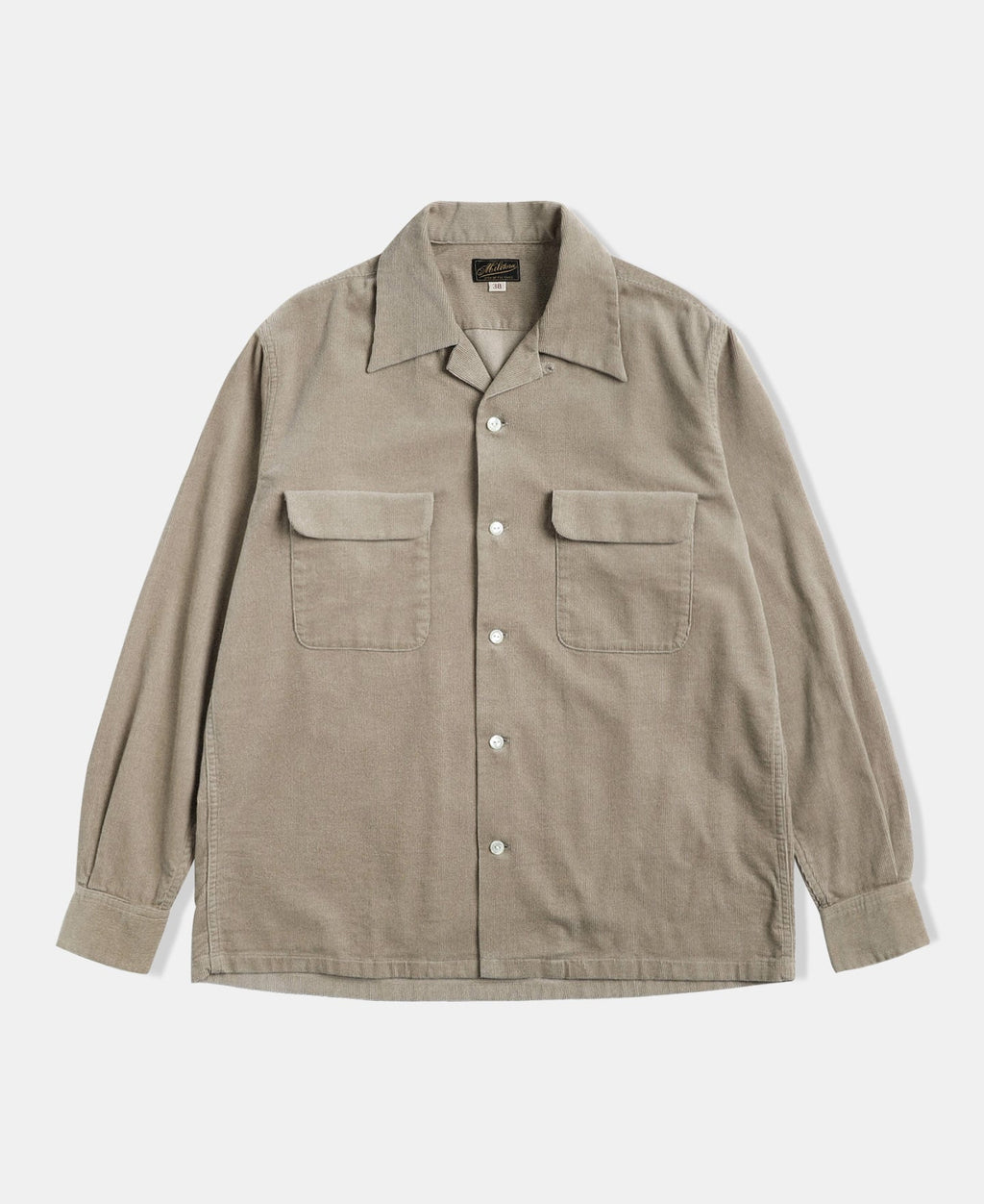 Corduroy Open Collar Shirt - Khaki