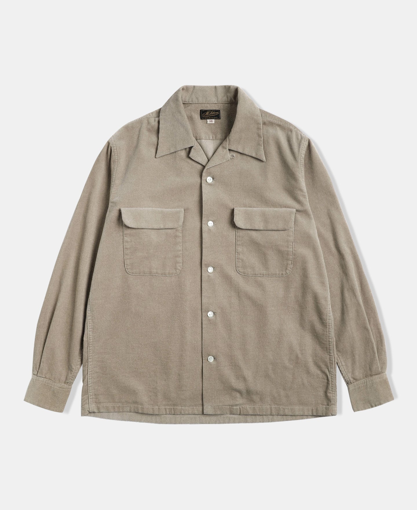 Corduroy Open Collar Shirt - Khaki