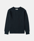 Cotton Blend Waffle Long Sleeve T-Shirt - Navy