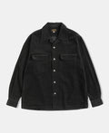 Corduroy Open Collar Shirt - Black