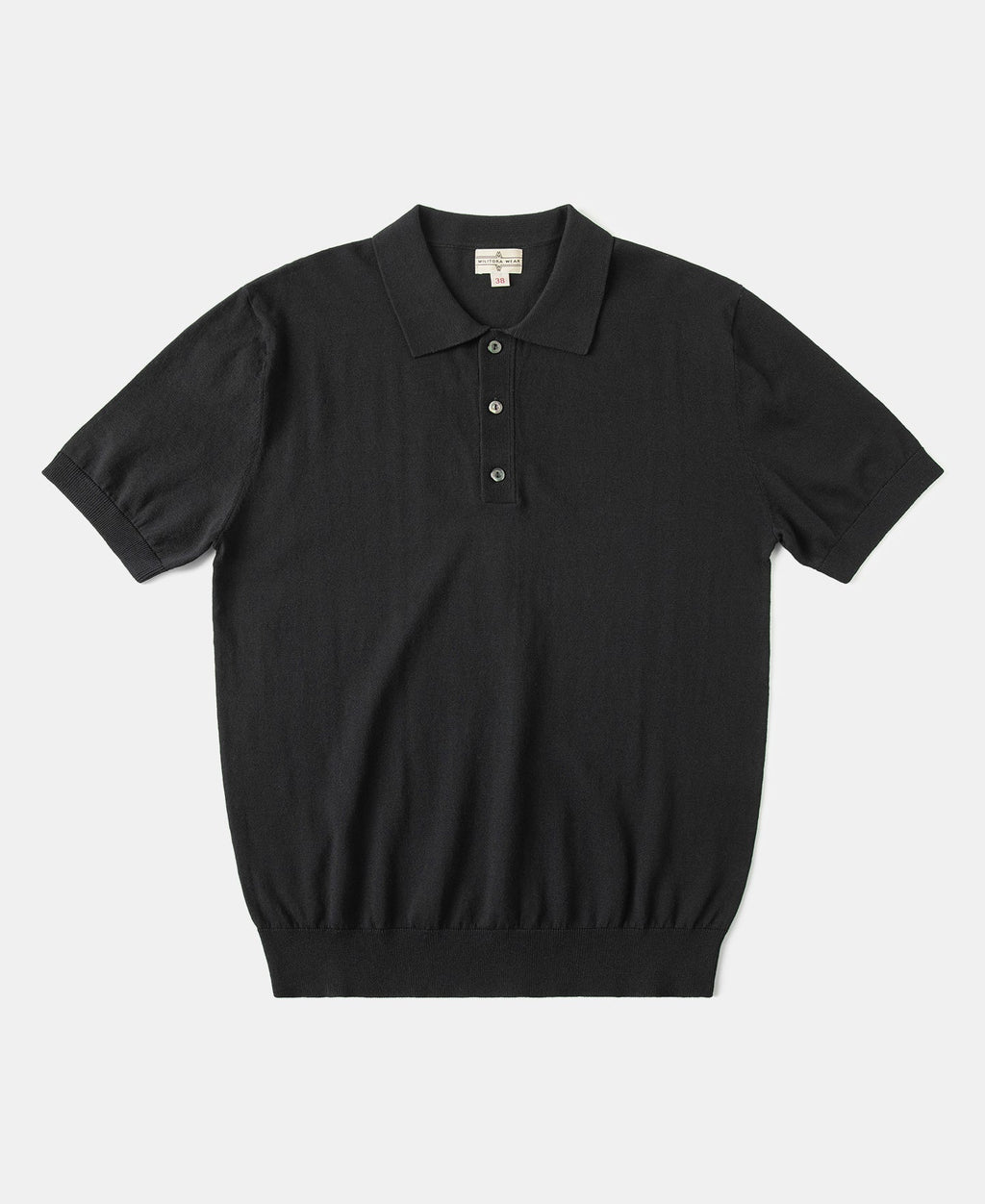 High-Twist Cotton Knit Polo - Black