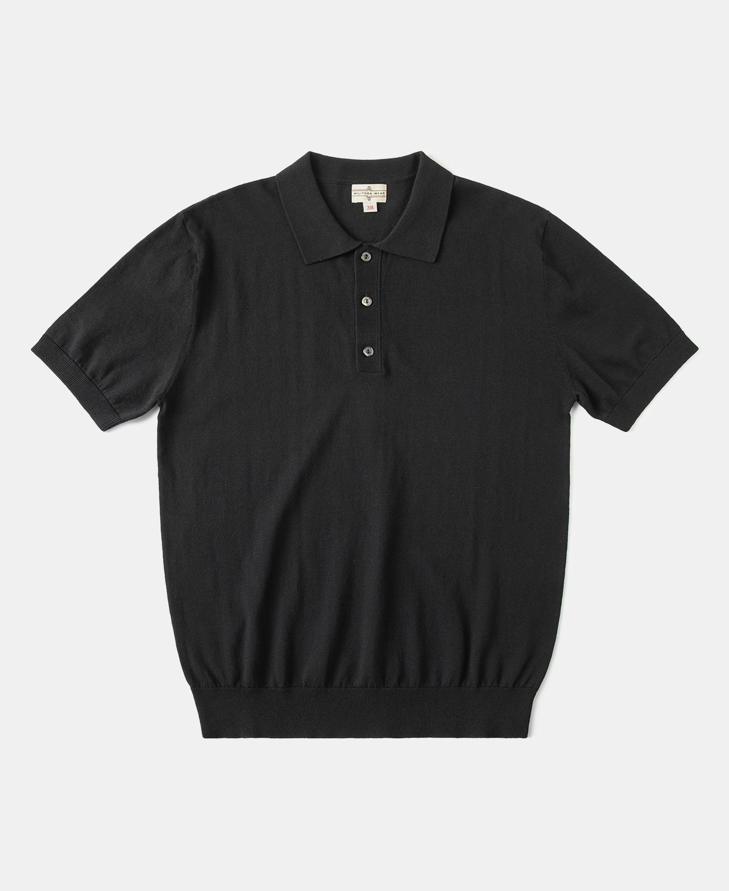 High-Twist Cotton Knit Polo - Black