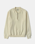 Vintage Baseball Collar Quarter-Zip Sweatshirt - Apricot