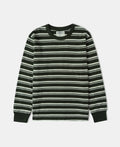 Heavyweight Stripe Crewneck Long Sleeve T-Shirt - White/Green