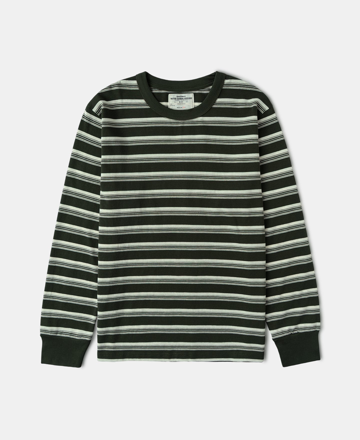 Heavyweight Stripe Crewneck Long Sleeve T-Shirt - White/Green