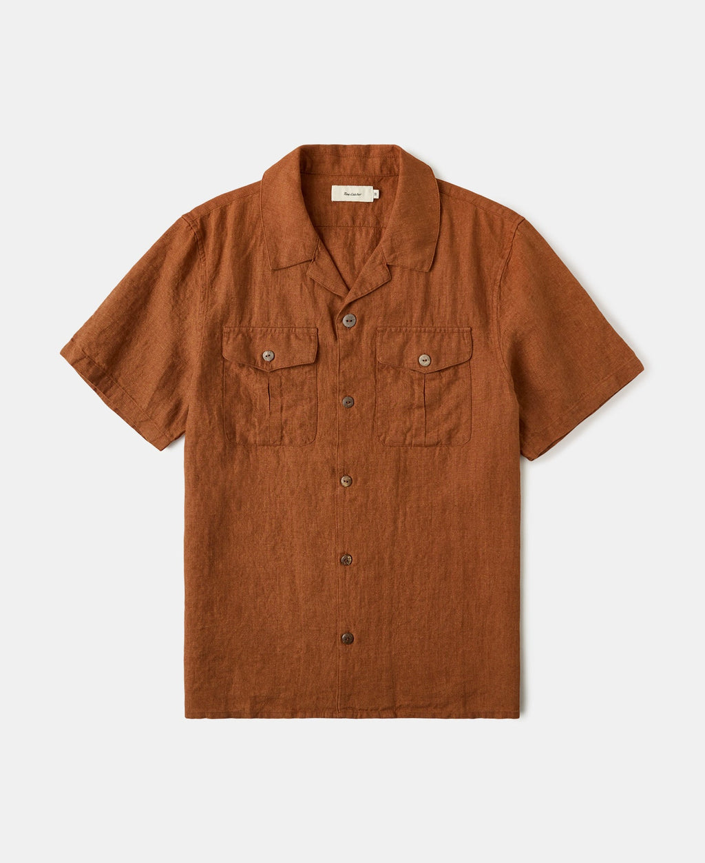 Yarn-dyed Linen Camp-Collar Shirt - Red