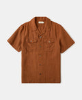 Yarn-dyed Linen Camp-Collar Shirt - Red
