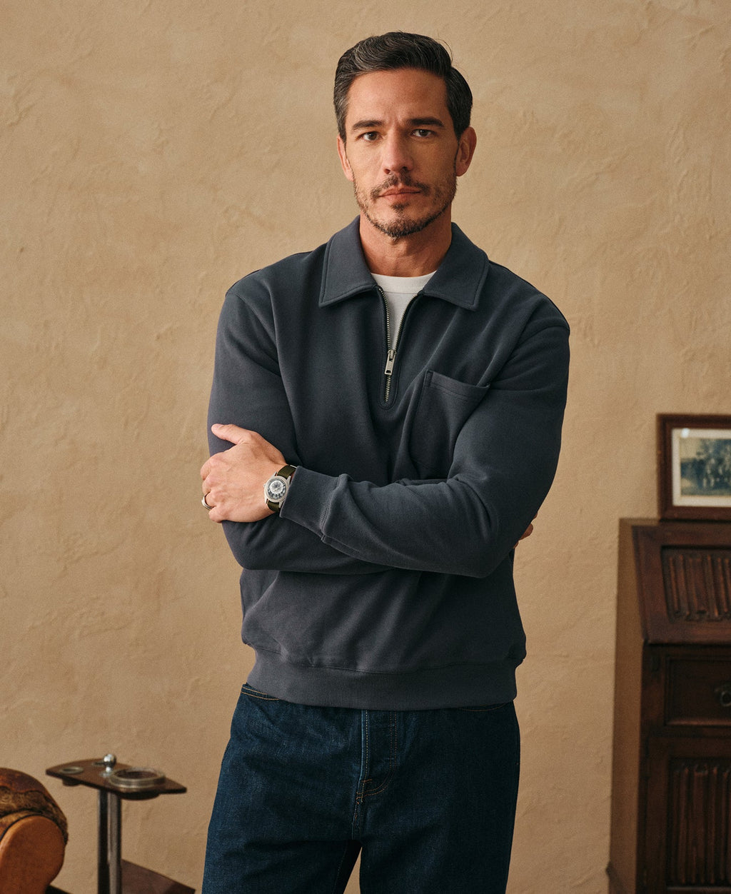 Heavyweight Quarter-Zip Collar Sweatshirt - Vintage Black