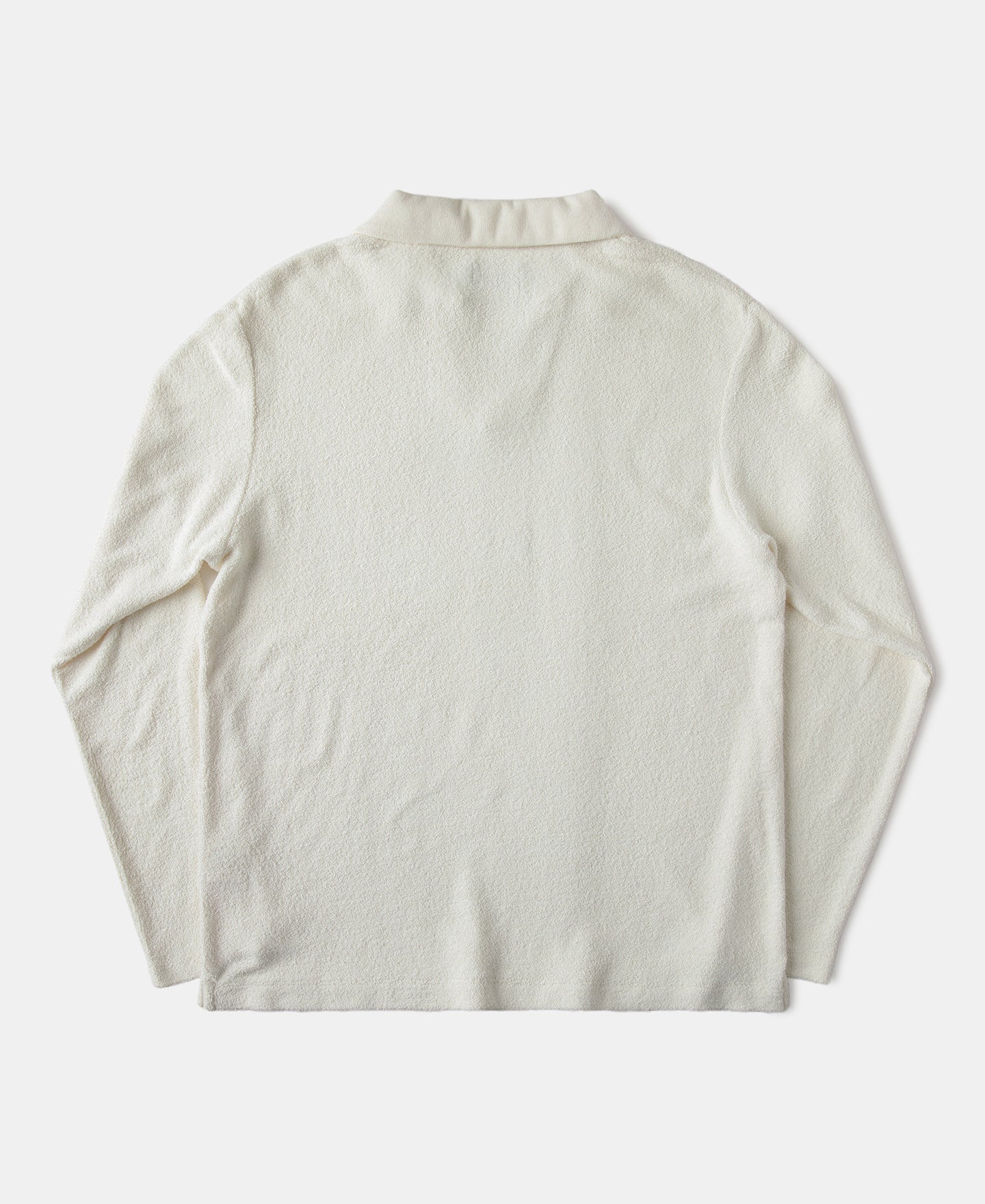 Terry Cloth Long Sleeve Johnny Collar T-Shirt