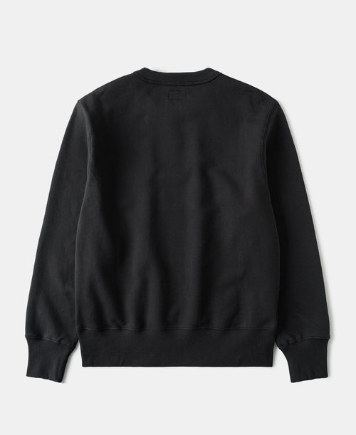 1940s Plain Set-in Crewneck Sweatshirt - Black