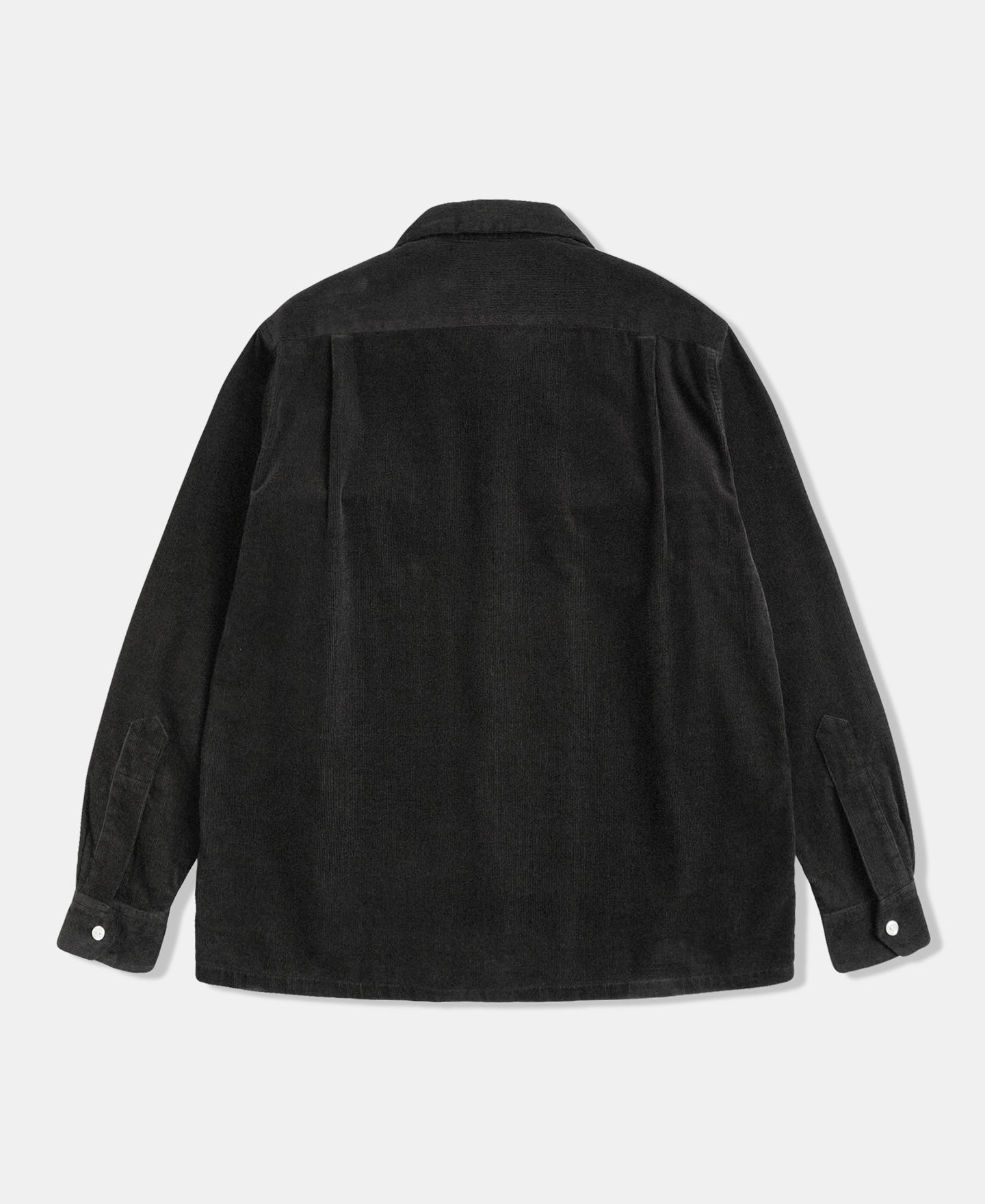 Corduroy Open Collar Shirt - Black
