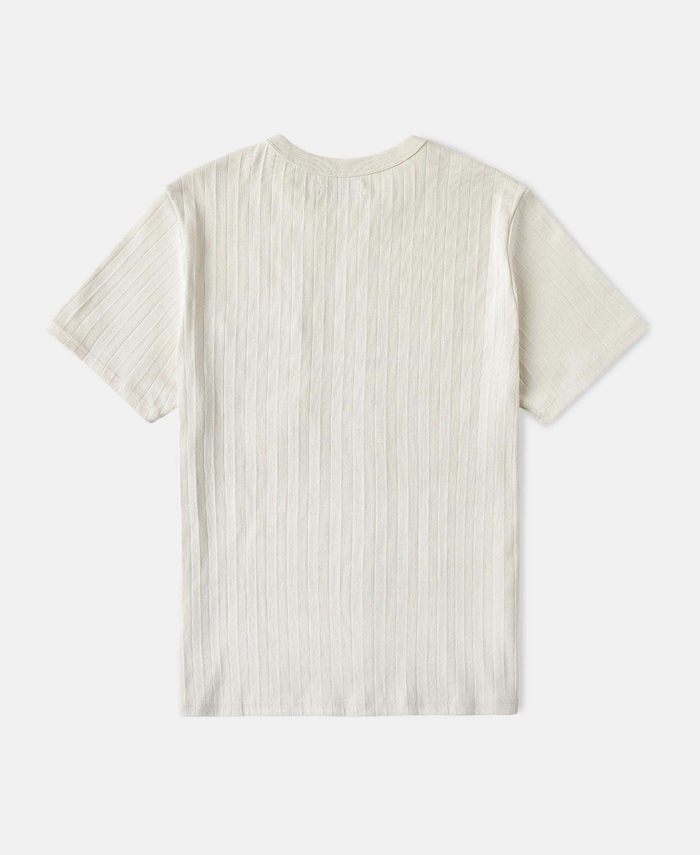 Heavyweight Ribbed Cotton Pocket T-Shirt - Oatmeal White