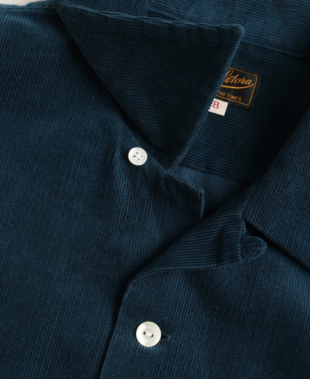 Corduroy Open Collar Shirt - Indigo
