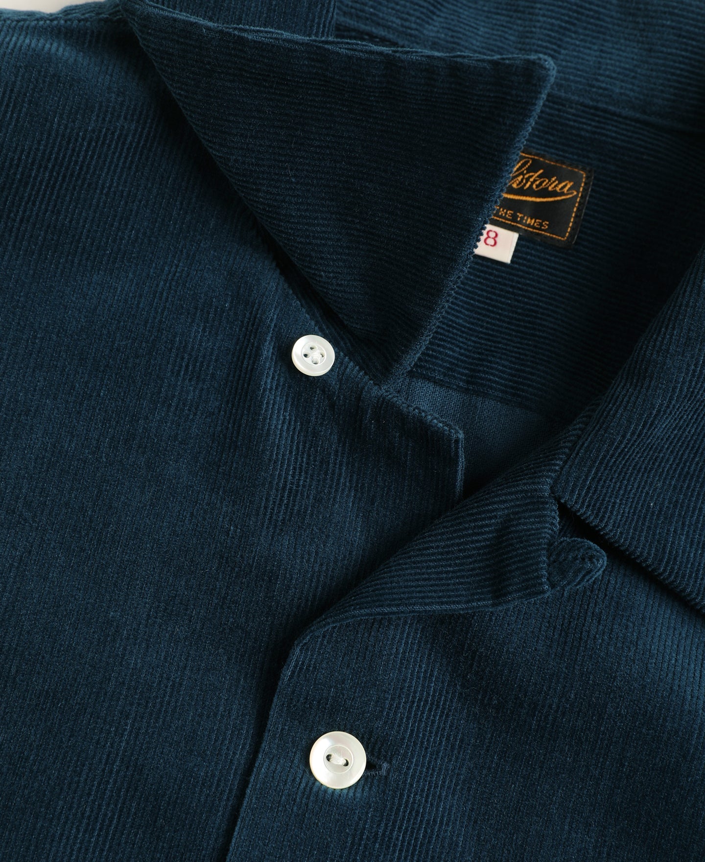Corduroy Open Collar Shirt - Indigo