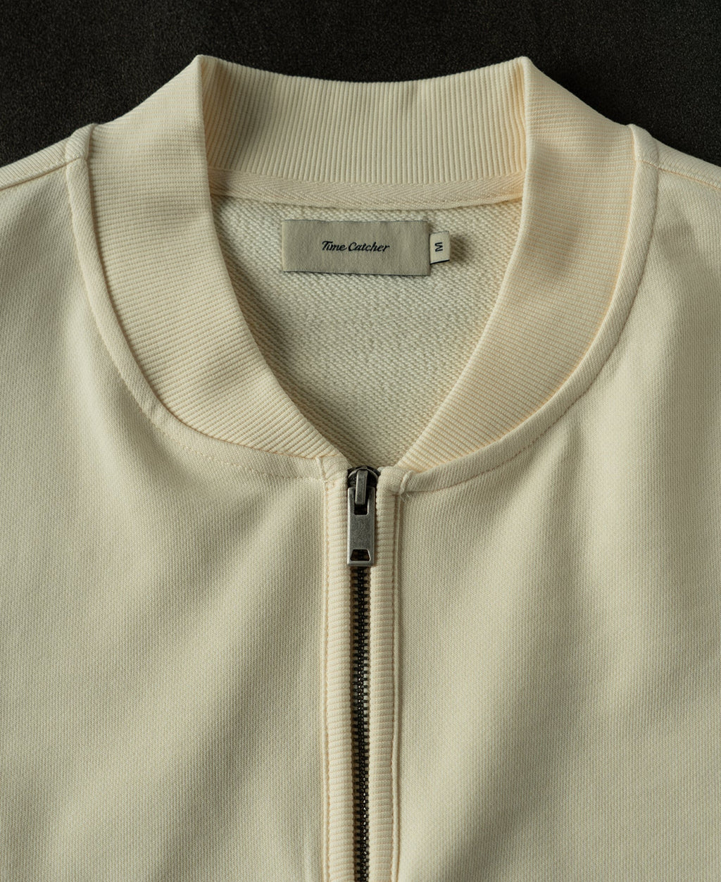 Vintage Baseball Collar Quarter-Zip Sweatshirt - Apricot
