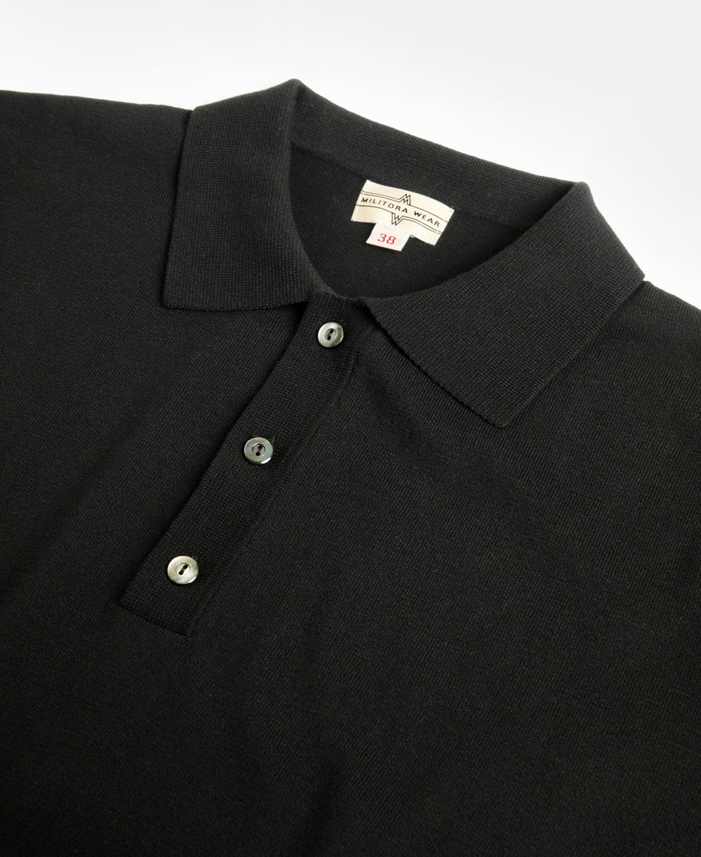 High-Twist Cotton Knit Polo - Black