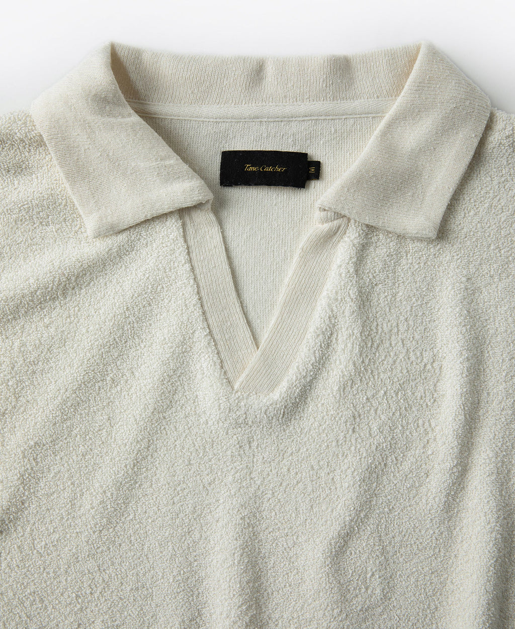 Terry Cloth Long Sleeve Johnny Collar T-Shirt