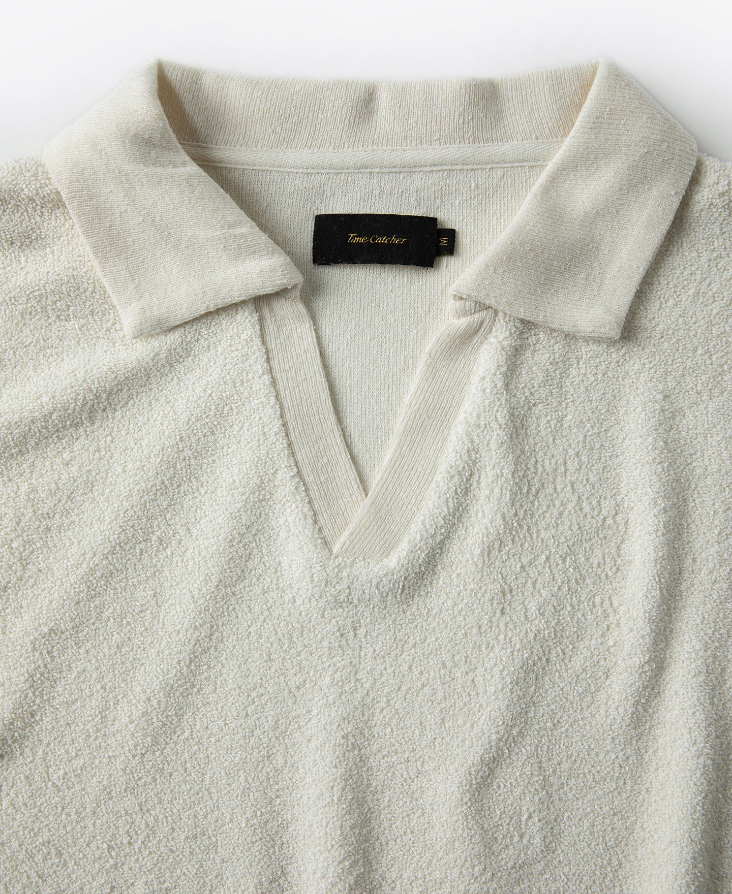 Terry Cloth Long Sleeve Johnny Collar T-Shirt