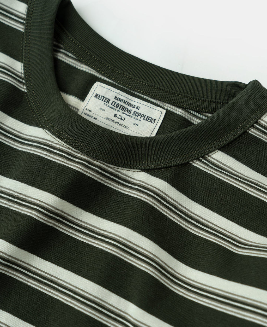 Heavyweight Stripe Crewneck Long Sleeve T-Shirt - White/Green