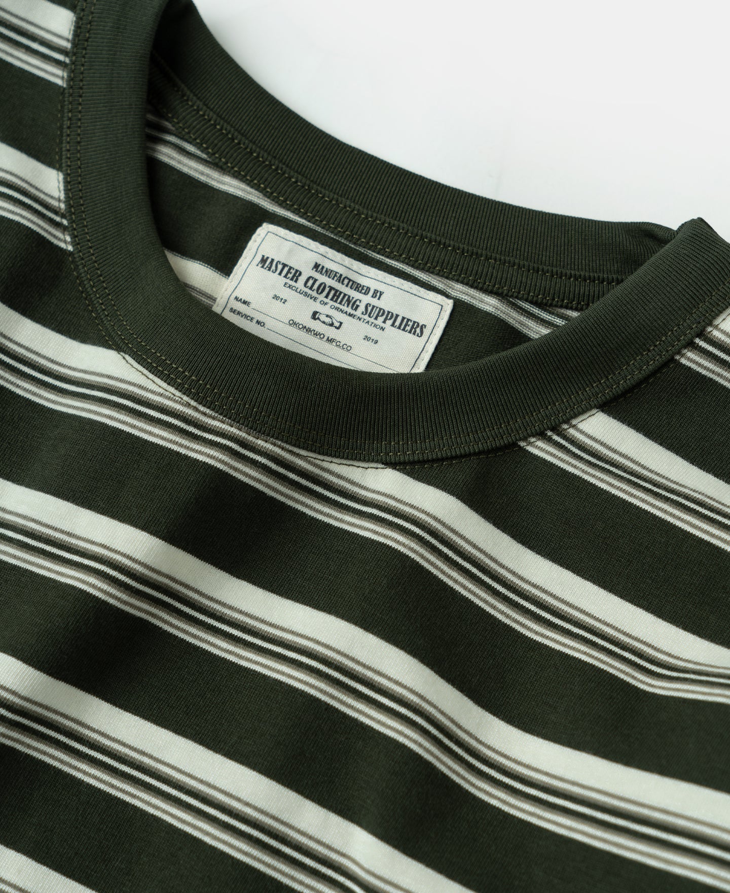 Heavyweight Stripe Crewneck Long Sleeve T-Shirt - White/Green