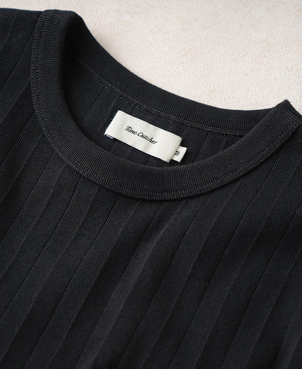 Heavyweight Ribbed Cotton Pocket T-Shirt - Vintage Black