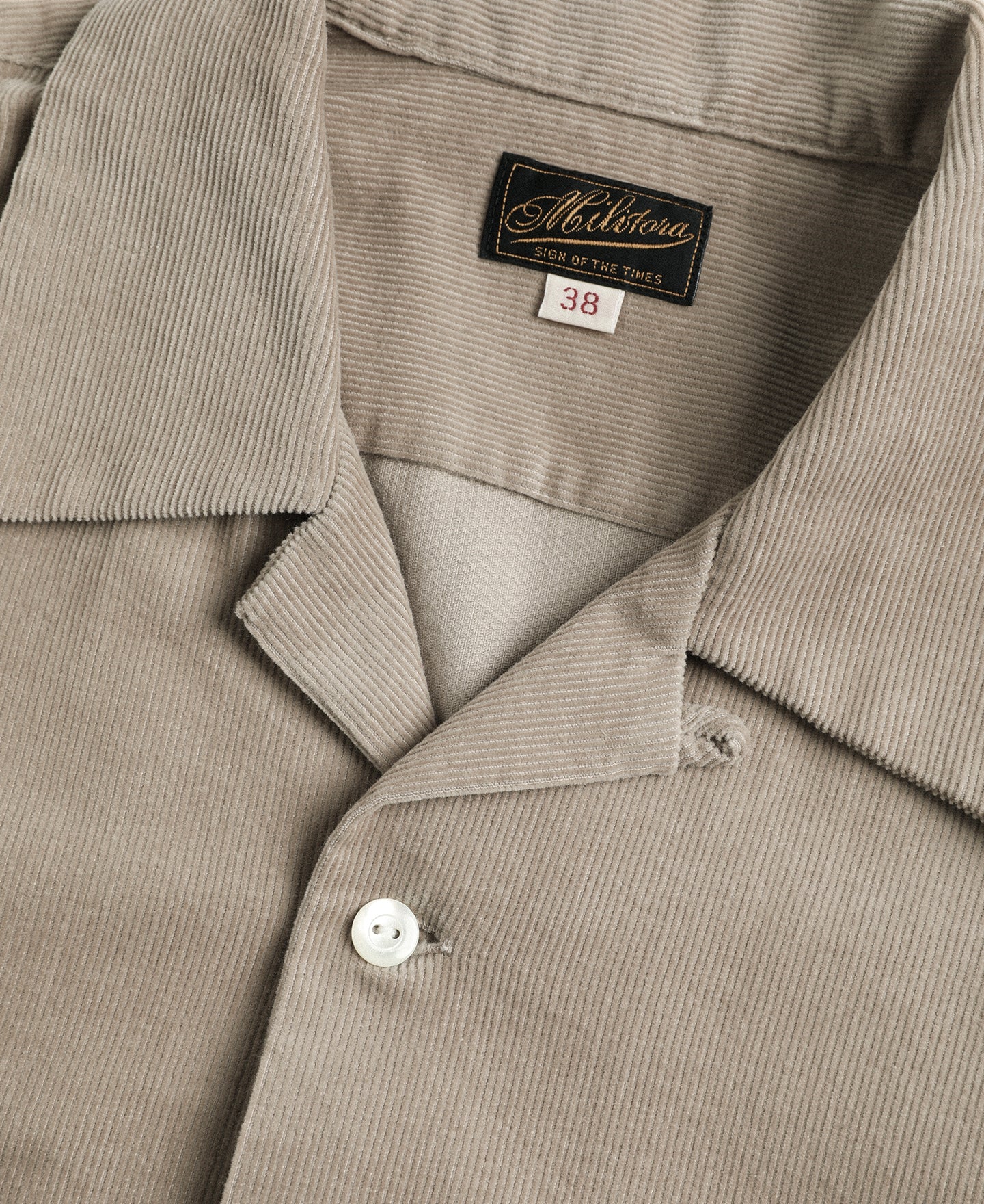 Corduroy Open Collar Shirt - Khaki