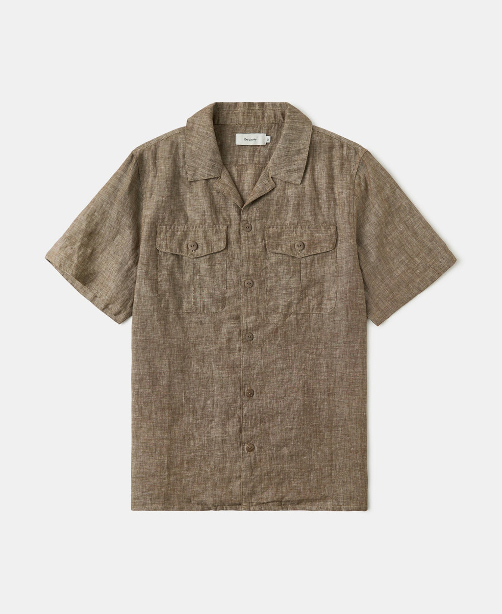 Yarn-dyed Linen Camp-Collar Shirt - Coffee